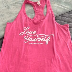Burn Boot Camp Women's Pink 'Love Yourself' Racerback Tank